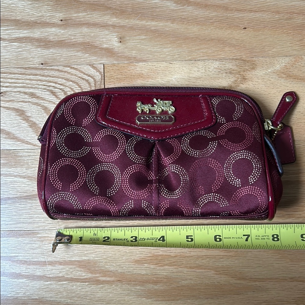 Coach Red Cosmetic Bag with Floral Pattern